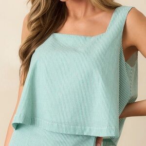 Prosperina Lola Grass Green Stripe Crop Top